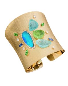 Margot-Mckinney-gold-gemstone-colourful-cuff-bangle