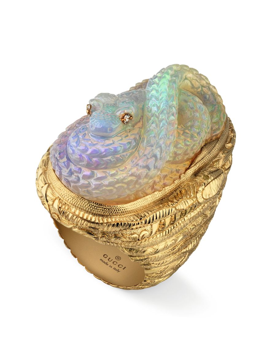 07 Carved Opal snake ring from Gucci s Hortus Deliciarum Solitaire Magazine