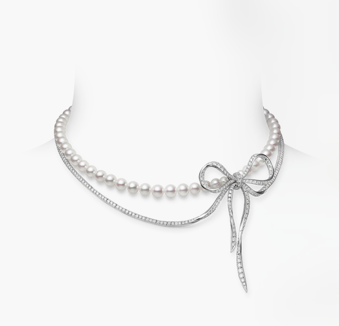 MIKIMOTO Jeux de Rubans Pearl & Diamond Necklace