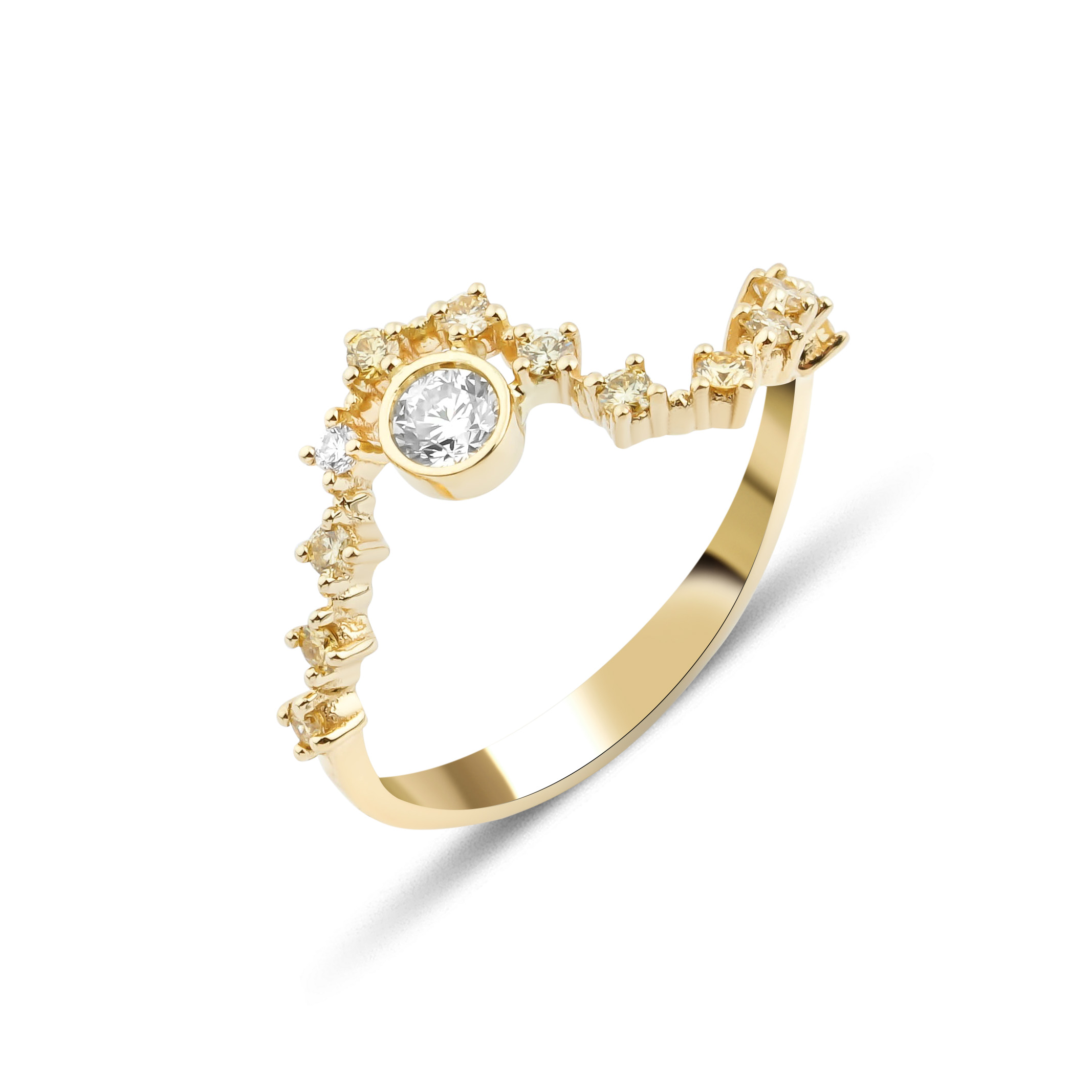 Sonia Wave Fancy Diamond Ring | Solitaire Magazine